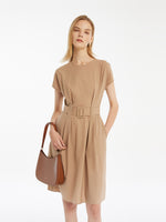 Wool-Silk Blend Women Mini Dress With Belt GOELIA