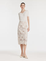 Lace Floral-Shaped Openwork Slit Women Half Skirt GOELIA