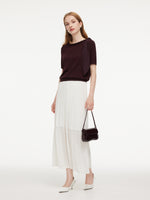 Lyocell Blend Ribbon Boat Neck Women Knit Top GOELIA
