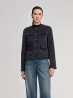 100% Wool Frayed Edge Women Jacket GOELIA