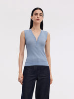 Tencel Blend Half-Zip Women V-Neck Knit Tank Top GOELIA