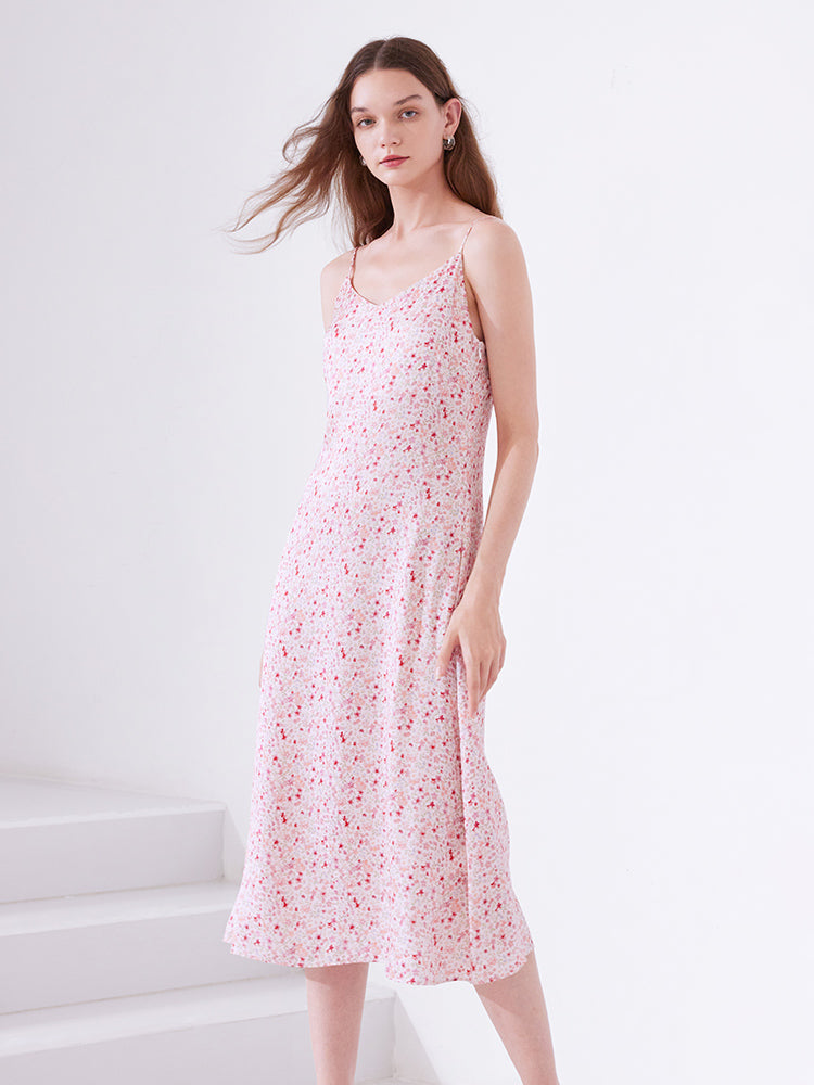 Floral Spaghetti Strap Dress With Knitted Cardigan GOELIA