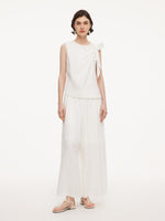 100% Linen Front Knot Tank Top And Pants Two-Piece Set GOELIA