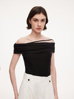 Lyocell Blend Off Shoulder Women Knit Top GOELIA