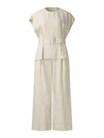 100% Linen Blouse And Pants Two-Piece Set GOELIA