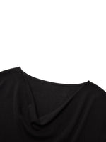 Tencel Mulberry Silk Cowl Neck Women Cap Sleeve Knit Top GOELIA