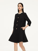 Wool Blend Sequins Ruffle Hem Women A-Line Mini Dress GOELIA