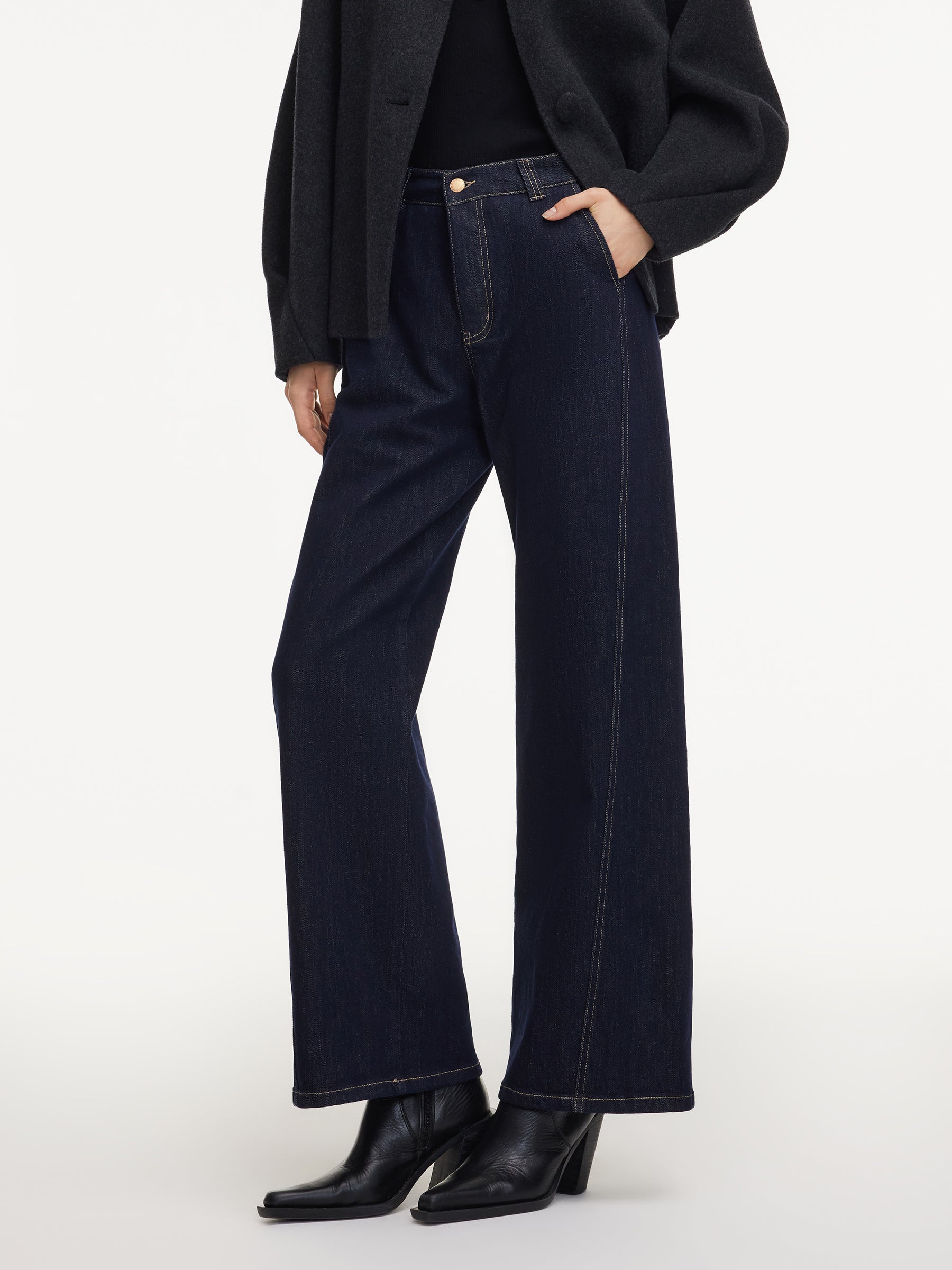 Denim Stretch Adjustable Waist Women Jeans With Detachable Down Liner GOELIA