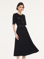 Triacetate Blend Women Midi Dress With Belt GOELIA