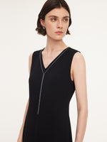 Triacetate Blend V-Neck Women Sleeveless Maxi Dress GOELIA