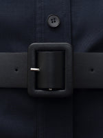 Adjustable Collar Women Trench Coat With Leather Belt GOELIA