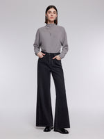 [Preview] Denim Fleece-Lined Women Straight Leg Flare Jeans GOELIA
