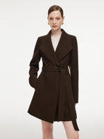 Cashmere Wool Blend Women Mid-Length Wrap Coat GOELIA