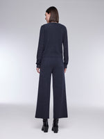 100% Merino Wool Rhinestone Women Knit Pants GOELIA