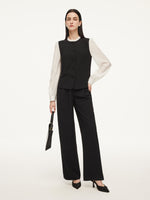 Four-Way Stretch Mock Layered Shirt And Pants Two-Piece Set With Self-Tie Belt GOELIA