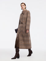 Cashmere Wool Blend Plaid Double-Faced Women Wrap Overcoat GOELIA