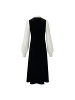 Lace Patchwork Velvet Women Midi Dress GOELIA