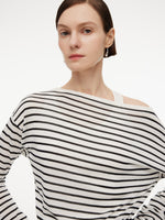 Triacetate Tencel Blend Stripe Boat Neck Top And Tank Top Two-Piece Set GOELIA