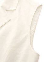 100% Linen Lapel Women V-Neck Vest GOELIA