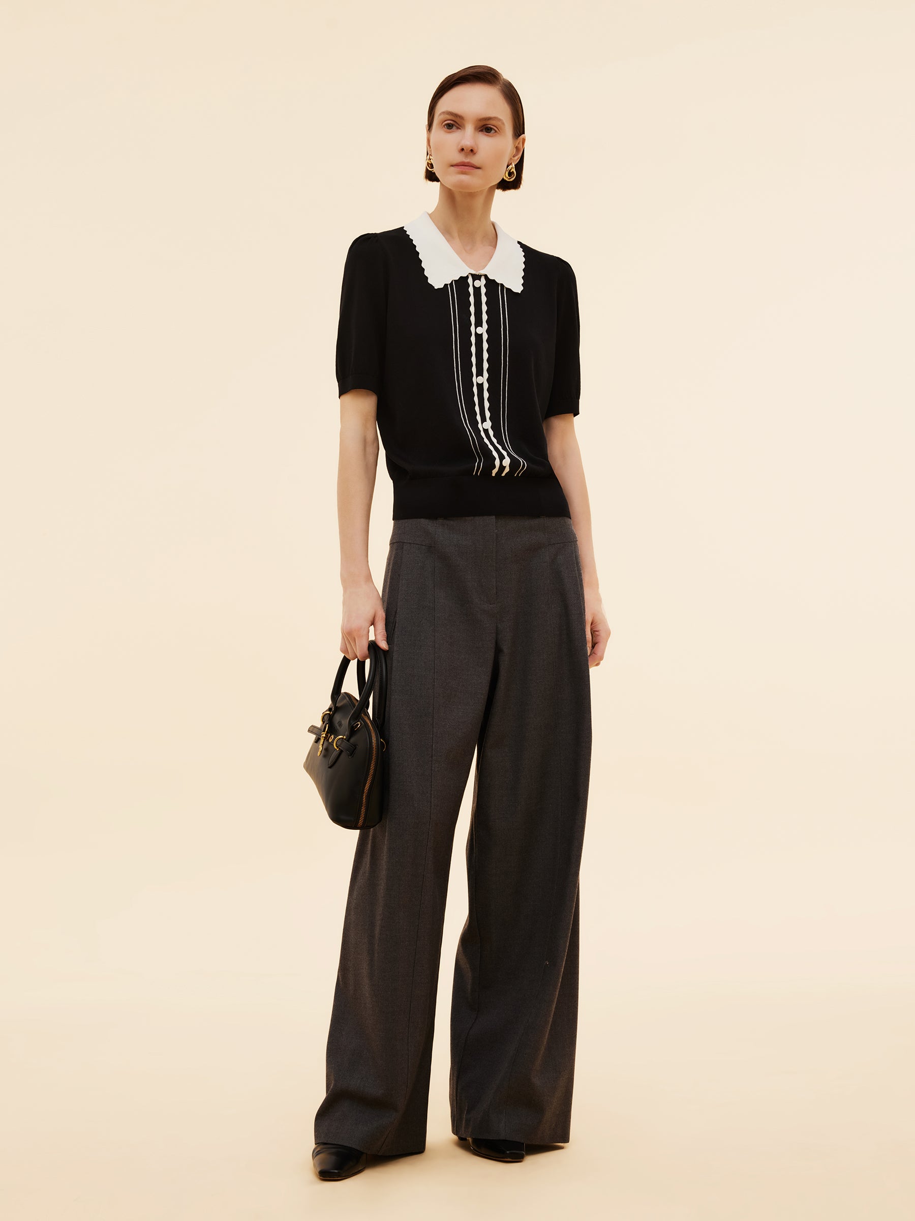 Tencel Blend Color Block Women Knit Top GOELIA