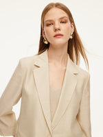Tencel Acetate Blend Women 3/4 Sleeve Blazer GOELIA