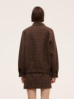 100% Wool Plaid Zip-Up Women Jacket GOELIA