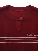 Tencel Blend Stripe Letter Print Women Cap Sleeve Knit Top GOELIA
