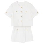 White Acetate Blazer And Shorts Two-Piece Suit GOELIA
