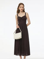 Pre-Order Cotton Sleeveless Women Maxi Dress With Detachable Chest Pads And Floral Choker GOELIA