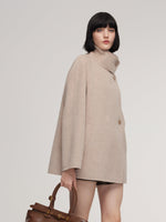 Cashmere Wool Blend Funnel Neck Women Coat GOELIA