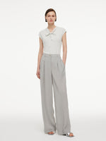 [Preview] Lyocell Wool Blend Tie Front Women Knit Top GOELIA