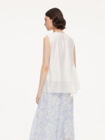 Lyocell Acetate Blend Ruffle-Detail Women Tank Top GOELIA
