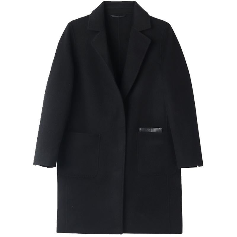 Pure Double-Faced Wool Mid-length Notched Lapel Coat GOELIA