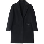 Pure Double-Faced Wool Mid-length Notched Lapel Women Coat GOELIA