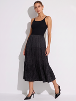 Lyocell Blend Patchwork Women Strap Pleated Maxi Dress GOELIA