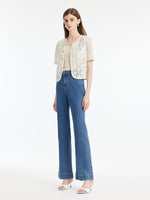 Openwork Single-Breasted Women Crop Jacket GOELIA