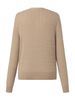 Camel Pure Cashmere V-Neck Cable Knit Cardigan GOELIA