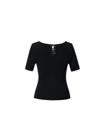 [Preview] Lyocell Blend Bowknot Embroidered Women Square Neck Knit Top GOELIA