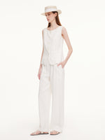 100% Linen Vest And Pants Two-Piece Set GOELIA