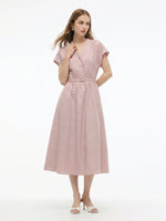Tencel Linen Blend Cap Sleeve Women Maxi Dress GOELIA