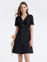 Pleated V-neck Gathered Waist Mini Dress GOELIA
