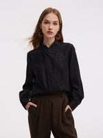 18MM Xiang Yun Silk Cross Front Collar Women Blouse GOELIA