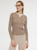 100% Wool Patchwork Women Knit Top GOELIA