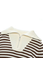 Oversized Collar Half-Zip Women Knit Top GOELIA