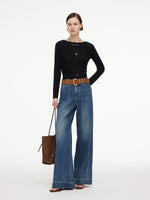 [Preview] Wool Blend Women Knit Top With Detachable Lariat Necklace GOELIA
