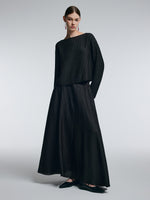 14MM Gambiered Canton Gauze Women Textured Stretch A-Line Skirt GOELIA