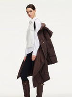Quilted Hooded Goose Down Wrap Overcoat GOELIA