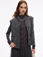 Frayed Trim Sequins Women Vest GOELIA