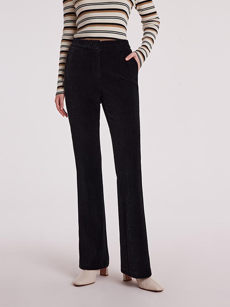 Black Knitted Flare Pants GOELIA