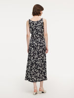 Contrast Trim Openwork Cardigan And Floral Print Sleeveless Dress Two-Piece Set GOELIA